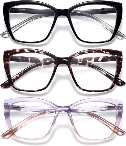 ORANZI Reading Glasses for Women, 3 pack Fashion Oversized Readers for Women, Spring Hinge Cat Eye Glasses Anti Eyestrain in Saudi Arabia