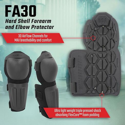 معدات دمشق: FA30 FlexForce واقيات الساعد والكوع ذات الغلاف الصلب - ممتص للصدمات، أقصى قدر من الحماية، قابل للتعديل (X-Large/XX-Large) in Kuwait