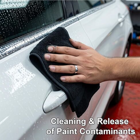 CACHIL 3 Pcs Clay Towel - Auto Detailing Clay bar Towel - Decontaminate Paint and Glass for Smoth Washing - Improve Wax and Sealant Bonding, Enhance Gloss and Color Depth - 12" x 12"（Black） in Kuwait