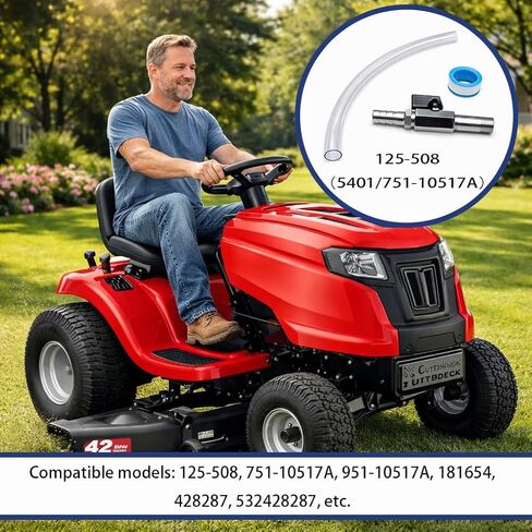 صمام تصريف الزيت 125-508 مع خرطوم، استبدال صمام تصريف زيت جزازة العشب لـ MTD Cub Cadet، 3/8-18 NPTF Thread 1/2 طقم خرطوم، صمام إغلاق من الفولاذ المقاوم للصدأ لجرار العشب، حزمة واحدة in Kuwait
