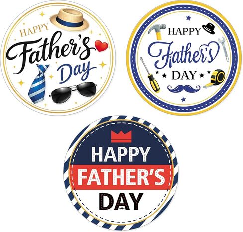 Happy Father's Day Stickers, 72pcs Round Gift Tag Stickers, 2 Inch Fathers Day Gift Wrapping Stickers for Father's Day Decorations, Gift Bags, Gifts Boxes, Greeting Cards, Envelopes, Cupcakes in Kuwait