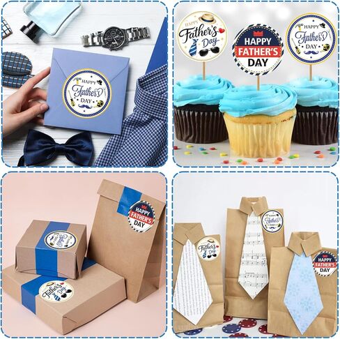 Happy Father's Day Stickers, 72pcs Round Gift Tag Stickers, 2 Inch Fathers Day Gift Wrapping Stickers for Father's Day Decorations, Gift Bags, Gifts Boxes, Greeting Cards, Envelopes, Cupcakes in Kuwait