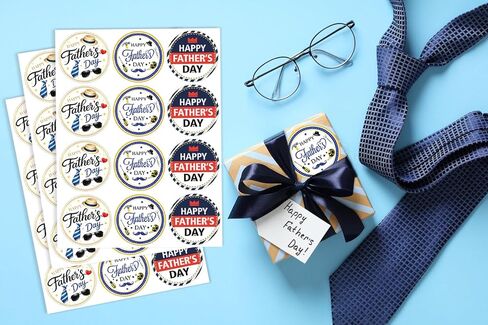 Happy Father's Day Stickers, 72pcs Round Gift Tag Stickers, 2 Inch Fathers Day Gift Wrapping Stickers for Father's Day Decorations, Gift Bags, Gifts Boxes, Greeting Cards, Envelopes, Cupcakes in Kuwait