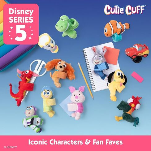 الإصدار الخامس من Disney Cutie Cuffs - سوار من القطيفة الغامضة - 12 شخصية للجمع، مع Lightning McQueen وNemo وBuzz Lightyear وPluto in Kuwait