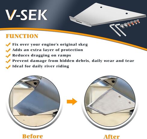 27341 Skeg Guard Protector Kit Stainless Steel Compatible with Mercury Mariner 40HP 50HP 60HP 2 & 4 Stroke 1991-Present, Compatible with Evinrude Johnson 40HP 50HP 4 Stroke 1999-2003 Drain Hole in Kuwait