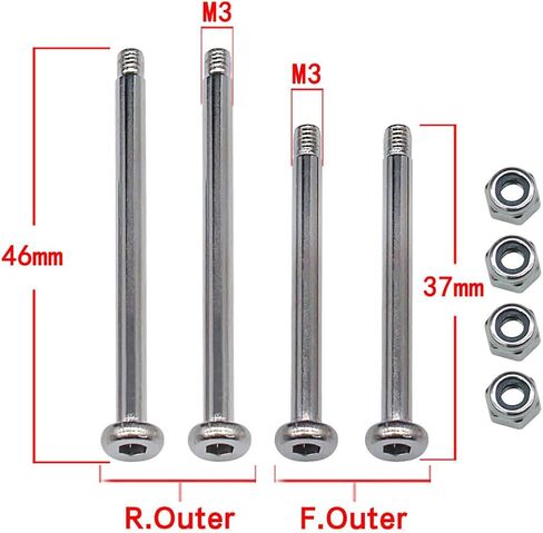 Hot Racing JTF1568 Hardened Chrome Plated Steel Hinge-Pin (4) Fits Traxxas Jato 4x4 JTF in Kuwait