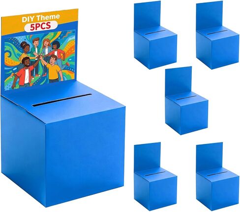 2 Pack Raffle Box Ballot Box with Slot, 6 x 6 x 6 Inch White Cardboard Suggestion Box with Removable Header, for Collecting Business Card Voting Contest Fundraising Donation and Suggestion in Kuwait