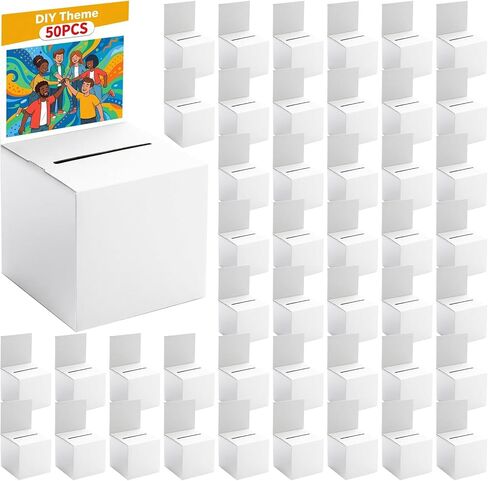 2 Pack Raffle Box Ballot Box with Slot, 6 x 6 x 6 Inch White Cardboard Suggestion Box with Removable Header, for Collecting Business Card Voting Contest Fundraising Donation and Suggestion in Saudi Arabia
