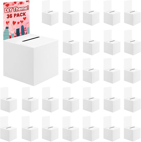 36 Pack Cardboard Ballot Box with Slot, 6 x 6 x 6 Inch Raffle Boxes with Removable Header, Ticket Boxes for Gift Card Exchange, Voting, Fundraising in Kuwait