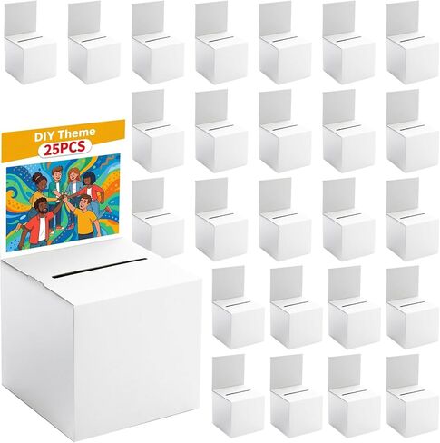 2 Pack Raffle Box Ballot Box with Slot, 6 x 6 x 6 Inch White Cardboard Suggestion Box with Removable Header, for Collecting Business Card Voting Contest Fundraising Donation and Suggestion in Saudi Arabia