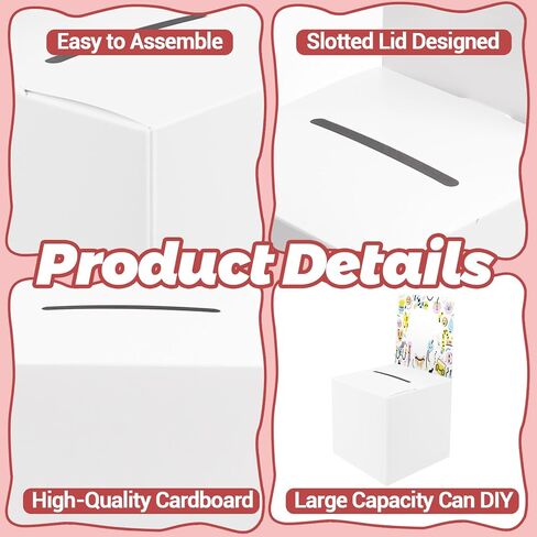 36 Pack Cardboard Ballot Box with Slot, 6 x 6 x 6 Inch Raffle Boxes with Removable Header, Ticket Boxes for Gift Card Exchange, Voting, Fundraising in Kuwait