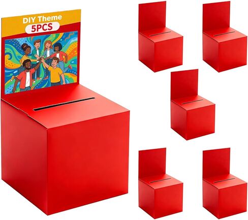 2 Pack Raffle Box Ballot Box with Slot, 6 x 6 x 6 Inch White Cardboard Suggestion Box with Removable Header, for Collecting Business Card Voting Contest Fundraising Donation and Suggestion in Saudi Arabia