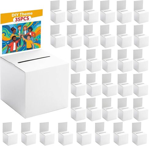 2 Pack Raffle Box Ballot Box with Slot, 6 x 6 x 6 Inch White Cardboard Suggestion Box with Removable Header, for Collecting Business Card Voting Contest Fundraising Donation and Suggestion in Saudi Arabia