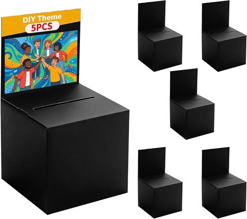 2 Pack Raffle Box Ballot Box with Slot, 6 x 6 x 6 Inch White Cardboard Suggestion Box with Removable Header, for Collecting Business Card Voting Contest Fundraising Donation and Suggestion in Saudi Arabia