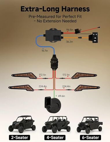 KEMIMOTO Triangle UTV Turn Signal Kit with Horn, and Integrated Switch, Pre-Wired, Plug and Play UTV ATV Blinker, Universal Street Legal Turn Signals Compatible with Polaris, Can-Am, Teryx, CFMOTO in Kuwait