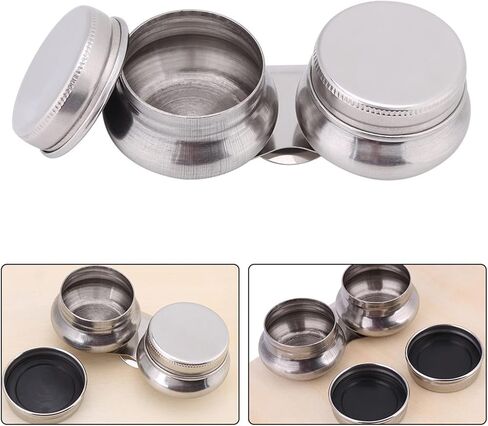 Double Dipper Palette Cups, Clip On Oil Paint Solvent Container, Stainless Steel Oil Painting Cup Palettes Container, Turpentine Cup with 1.57in Screw Lid for Painter in Kuwait