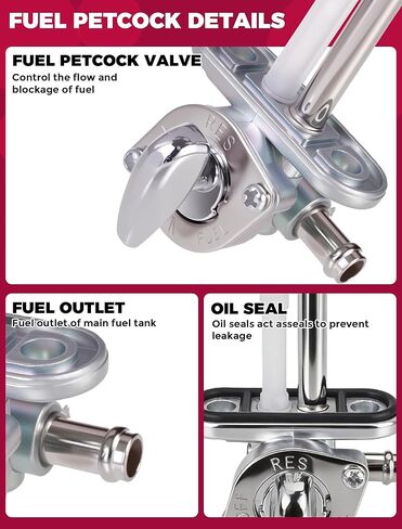 Fuel Petcock Valve For Yamaha V-Star 1100 1999-2009/Royal Star 1300 1999-2013/Road Star 1600 1999-2003/Road Star 1700 2004-2007 Repalce 4WM-24500-10-00 in Kuwait