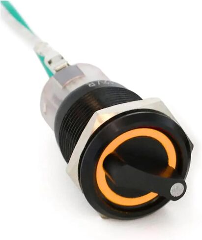 19mm Black Self-Return Momentary Self-Locking Fixation Waterproof DPDT Illuminated Metal Selector Rotary Switch 2/3 Position LED(3p,Latching Fixation_3 Position_12-24V) in Saudi Arabia