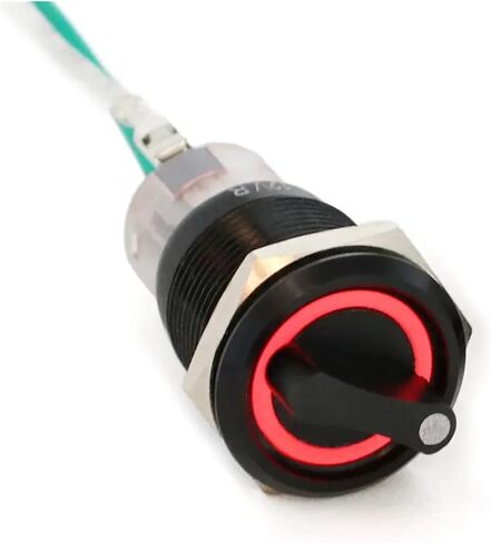 19mm Black Self-Return Momentary Self-Locking Fixation Waterproof DPDT Illuminated Metal Selector Rotary Switch 2/3 Position LED(3p,Latching Fixation_3 Position_12-24V) in Saudi Arabia