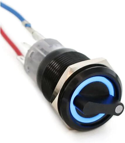 19mm Black Self-Return Momentary Self-Locking Fixation Waterproof DPDT Illuminated Metal Selector Rotary Switch 2/3 Position LED(3p,Latching Fixation_3 Position_12-24V) in Saudi Arabia