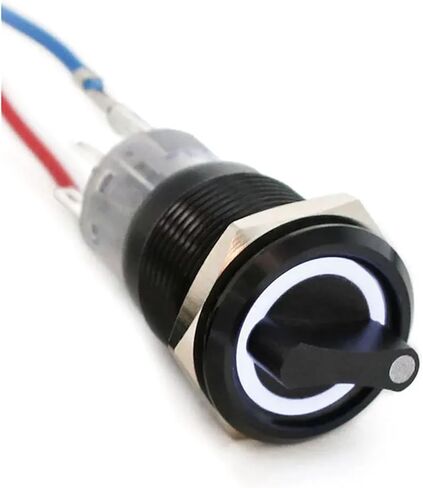 19mm Black Self-Return Momentary Self-Locking Fixation Waterproof DPDT Illuminated Metal Selector Rotary Switch 2/3 Position LED(3p,Latching Fixation_3 Position_12-24V) in Saudi Arabia