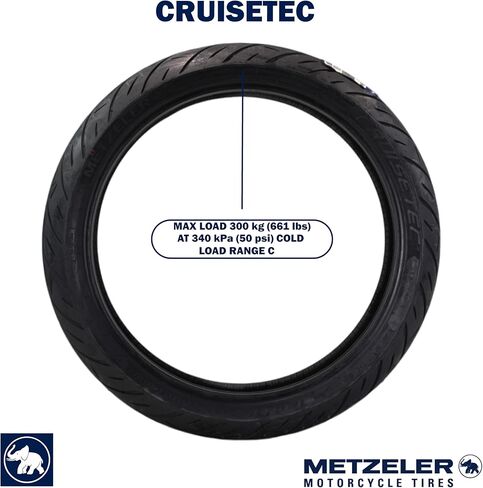 الإطار الأمامي للدراجة النارية Metzeler Cruisetec 120/70ZR19 60W TL V-Twin - أداء مثالي للطرادات والمركبات السياحية المخصصة والثقيلة مع معالجة محسنة وراحة - مع سلسلة مفاتيح in Kuwait