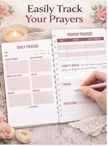 Prayer Journal with Floral Cover, Daily Prayer Tracker, Bible Study & Gratitude Notebook, Spiral Bound in Kuwait