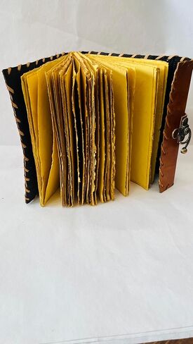 Handmade Vintage Leather Journal with Eye Emblem, C Lock Clasp, Unlined Pages, Brown, 8x6x1.5 Inches, 200 Pages in Kuwait