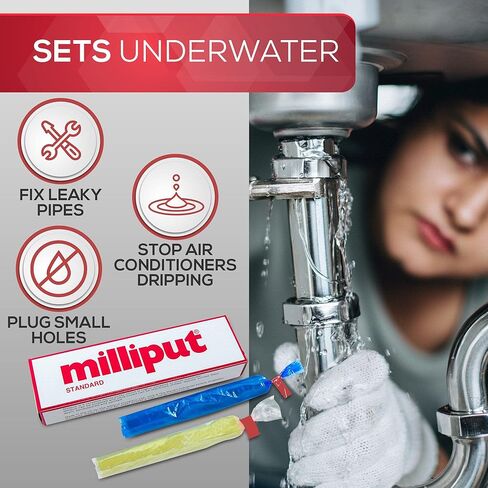 Milliput Epoxy Putty 10 Piece Set, Standard Color - with Sculpting Tools, Sanding Pad and Gloves - Air Dry Moldable Plastic Plumbers Clay - Ceramic Tile, Marble, and Quartz Countertop Chip Repair Kit in Kuwait