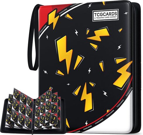 Card Binder for Pokemon Cards, 9 Pocket Trading Card Binder Holds 900 Cards with 50 Removable Sleeves, 3 Ring Zipper Card Holder Album Book Case for TCG, MTG, Sports Cards Collection, Boys Girls in Kuwait