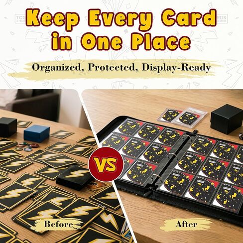 Card Binder for Pokemon Cards, 9 Pocket Trading Card Binder Holds 900 Cards with 50 Removable Sleeves, 3 Ring Zipper Card Holder Album Book Case for TCG, MTG, Sports Cards Collection, Boys Girls in Kuwait