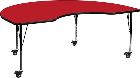 طاولة أنشطة Flash Furniture Wren Mobile مقاس 48 بوصة عرض × 72 بوصة طول، رمادي كلوي HP Laminate - أرجل قصيرة قابلة لضبط الارتفاع in Kuwait
