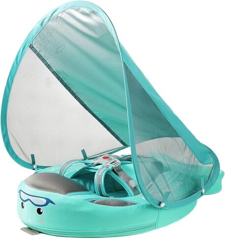 Mambobaby Baby Float with Canopy for Pool，Infant Toddler Swim Float for Outdoor, UPF 50+ Sun Protection Solid Pearl-Foam Soft Skin-Friendly Fabric Material Baby Boat Float 3-24 Months in Kuwait