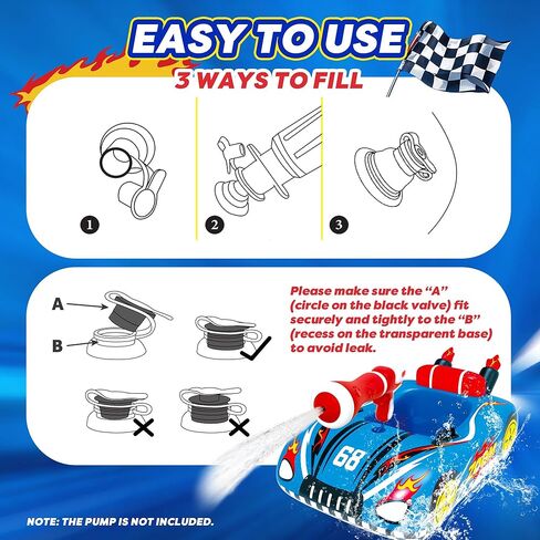 Inflatable Pool Floats for Kids with Water Gun, Race Car Toddler Pool Float for Boys, Ride-on Pool Toy with Built-in Squirt Gun Unlimited Ammo,CPC Certified Summer Outdoor Water Toys Ages 3-8 in Saudi Arabia