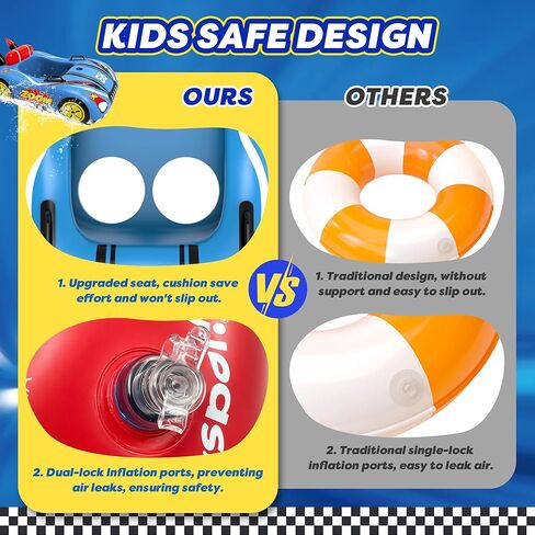 Inflatable Pool Floats for Kids with Water Gun, Race Car Toddler Pool Float for Boys, Ride-on Pool Toy with Built-in Squirt Gun Unlimited Ammo,CPC Certified Summer Outdoor Water Toys Ages 3-8 in Saudi Arabia