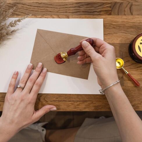 Wax Seal Stamp Kit, Brass Heads, Wooden Handle, for Gifts in Kuwait