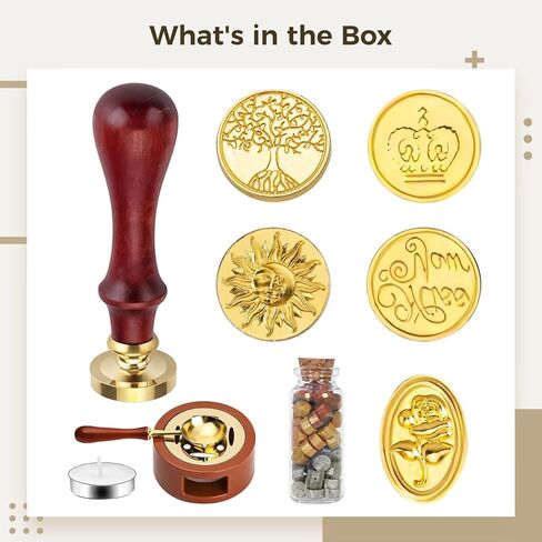 Wax Seal Stamp Kit, Brass Heads, Wooden Handle, for Gifts in Kuwait