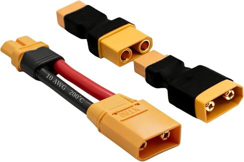 10AWG High Current Connector Adapter Combo (5cm Wired + Wireless Pair) – XT90 to XT60 No Heat Upgrade for FPV Drone RC LiPo Battery (Male/Female Variations) (XT90 Male to XT60 Female + Wireless Pair) in Saudi Arabia