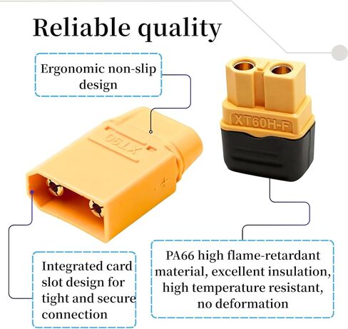 10AWG High Current Connector Adapter Combo (5cm Wired + Wireless Pair) – XT90 to XT60 No Heat Upgrade for FPV Drone RC LiPo Battery (Male/Female Variations) (XT90 Male to XT60 Female + Wireless Pair) in Saudi Arabia
