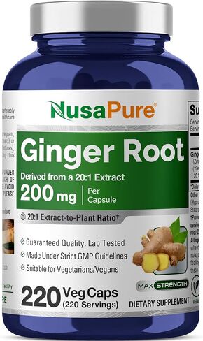 NusaPure Ginger Root Capsules 4000 mg per Veggie Caps | 220 Count | Non-GMO | 20:1 Extract in Saudi Arabia