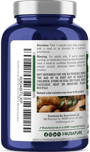 NusaPure Ginger Root Capsules 4000 mg per Veggie Caps | 220 Count | Non-GMO | 20:1 Extract in Saudi Arabia