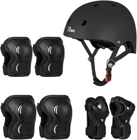 JBM Adult & Youth Skating Protective Gear Set, Skateboard Helmet, Knee Pads and Elbow Pads with Wrist Guards Set for Inline Roller Skating, Scootering, Skateboarding in Saudi Arabia