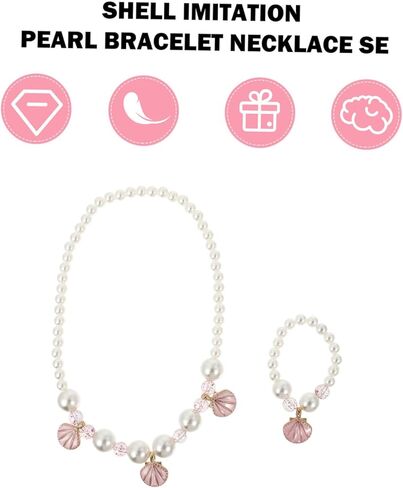 Boy Girl Simulated Necklace and Bracelet Girls Shell Jewelry Boy Girl Dress up Birthday in Kuwait