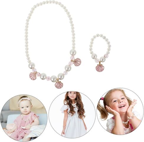 Boy Girl Simulated Necklace and Bracelet Girls Shell Jewelry Boy Girl Dress up Birthday in Kuwait