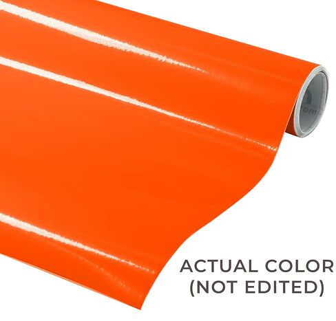VViViD DECO65 Orange Gloss Permanent Adhesive Craft Vinyl (12" x 7ft) in Kuwait