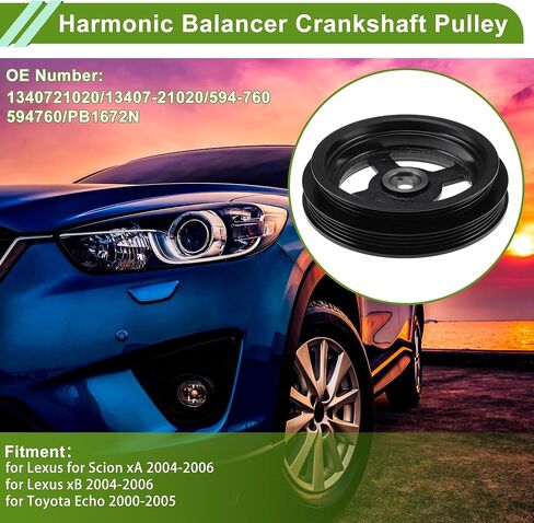 Engine Harmonic Balancer Crank Pulley for Lexus for Scion XA for Lexus XB 04-06 1340721020/13407-21020 Steel Balancer Crankshaft Pulley 4+3 Black in Kuwait