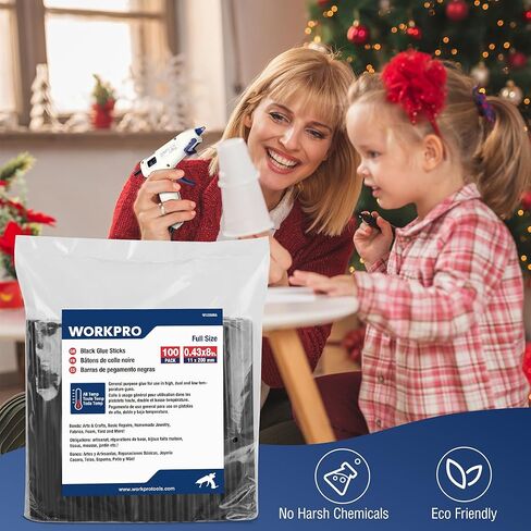 WORKPRO 100 حزمة من أعواد الصمغ السوداء المذوبة بالحرارة لمسدسات الصمغ لجميع درجات الحرارة، 0.43 × 8 بوصة، متعددة الأغراض للإصلاحات العامة اليدوية، وديكورات المنزل ومشاريع اللصق in Kuwait