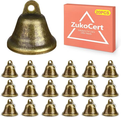 zukocert 20 جهاز كمبيوتر شخصى صغير أجراس جلجل النحاس للحرف اليدوية، أجراس صغيرة برونزية خمر مع السنانير الربيع، أجراس صغيرة لأطواق الكلاب، شجرة عيد الميلاد، الزفاف، الديكور DIY in Kuwait