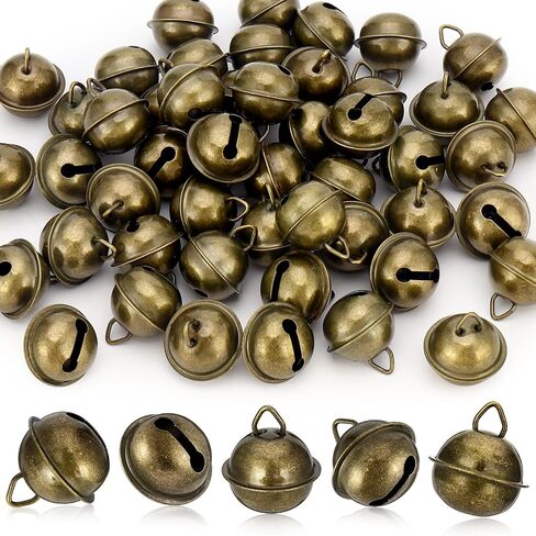 50 Pcs Vintage Antique Jingle Bells, 1 Inch Vintage Bronze Jingle Bells, Antique Decorative Tone Copper Bell for DIY Crafts Christmas Tree Pet Dog Cat Pendants in Saudi Arabia
