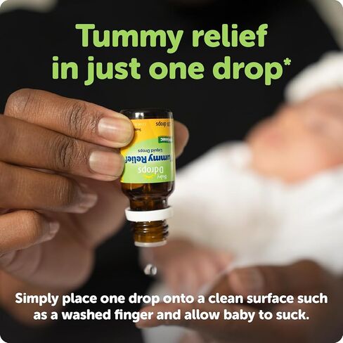 Ddrops Baby Tummy Relief Liquid Drops, Organic Gripe Water for Newborns, Relief from Gas, Colic, Fussiness and Hiccups, Just One Drop, Herbal Ingredients, 120 Drops in Saudi Arabia